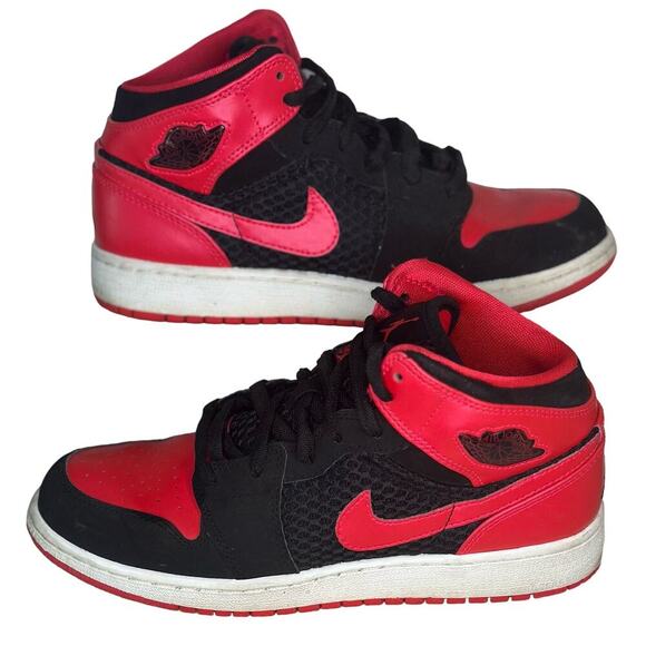 Nike Air Jordan 1 Phat Black/Siren Red-White Girls Size 6Y - Picture 1 of 7
